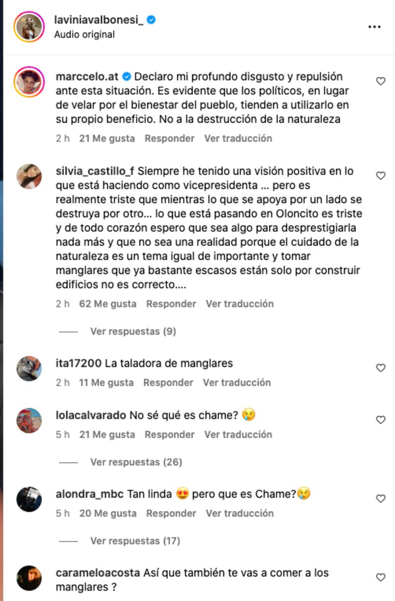 Críticas por declaraciones de Lavinia Valbonesi