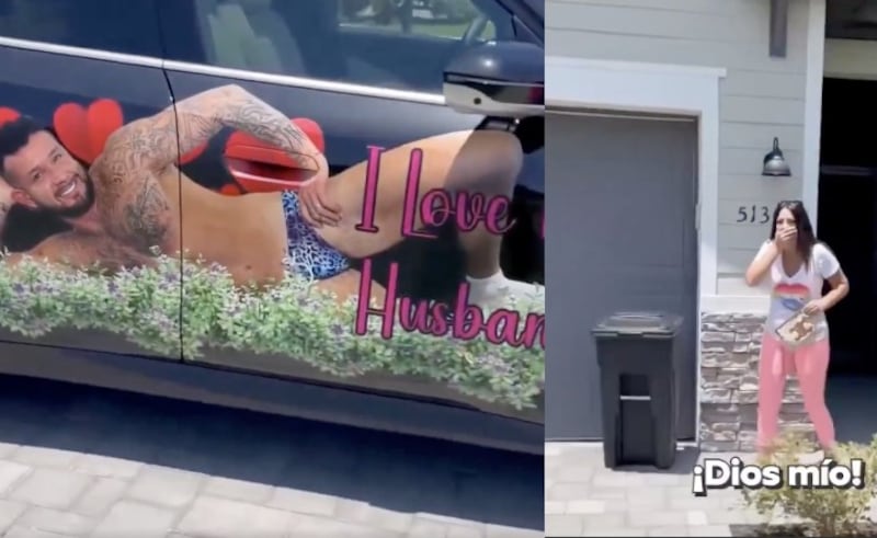 Un auto forrado con fotos atrevidas sorprende a vecinos en Florida