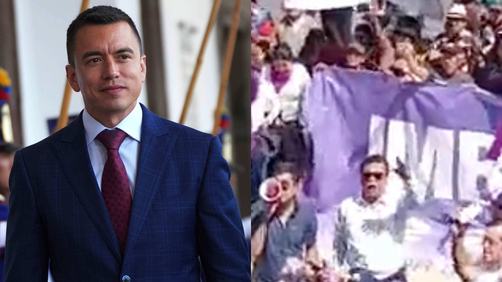 Ciudadanos recibieron con consignas a Daniel Noboa en los exteriores de Carondelet.