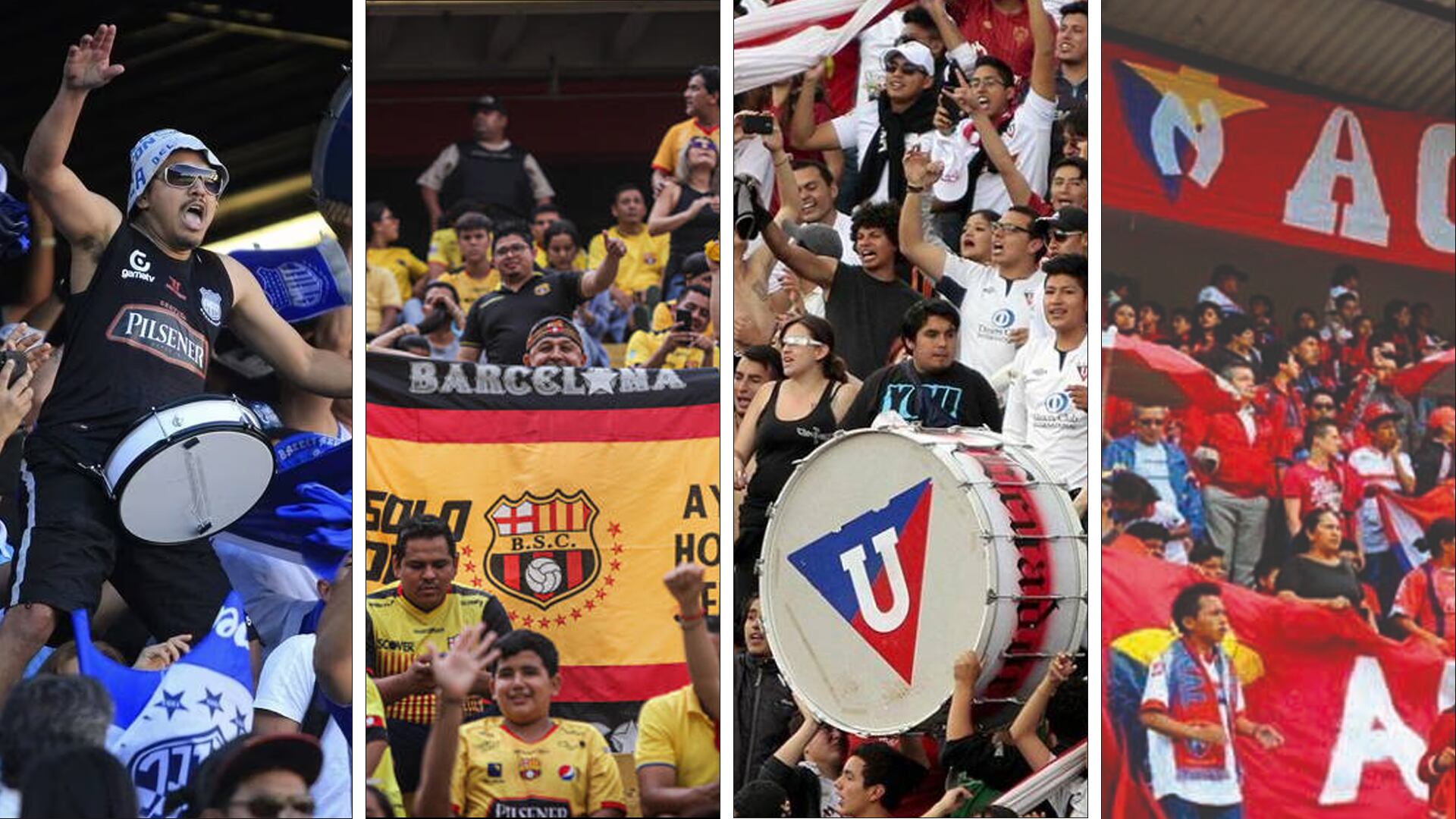 Hinchas de Emelec, Liga de Quito, Barcelona SC y El Nacional