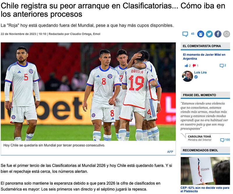 Titular de Chile: Emol