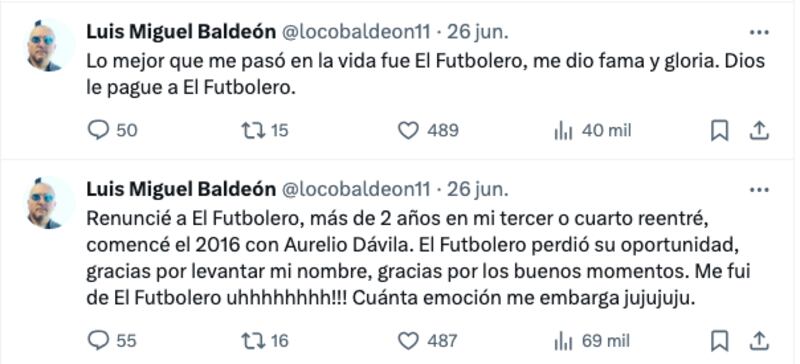 El Loco Baldeón renuncia a El Futbolero