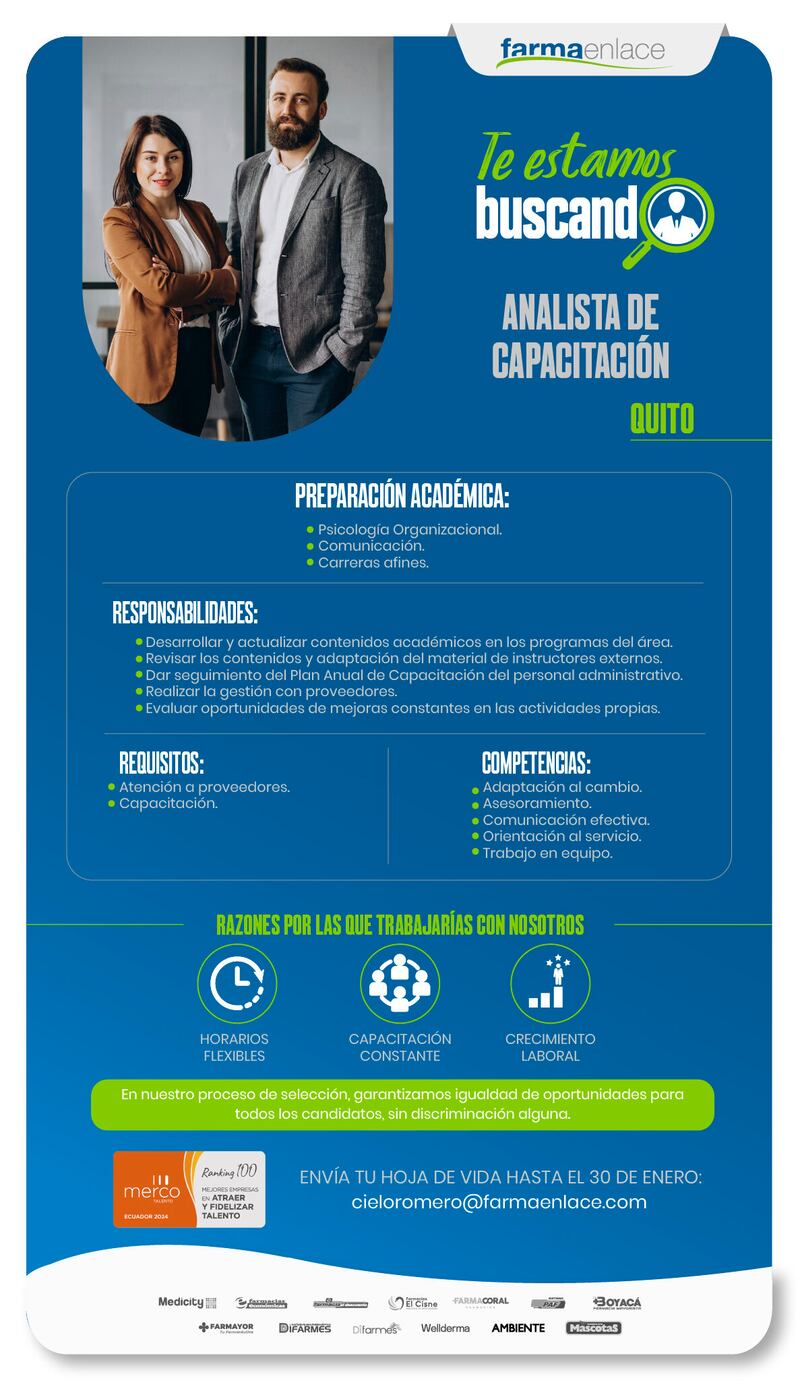 Vacante laboral en Quito, en Farmaenace