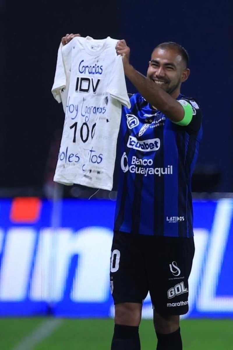 El mensaje que Junior Sornoza dedicó después de marcar a Atlético Mineiro.