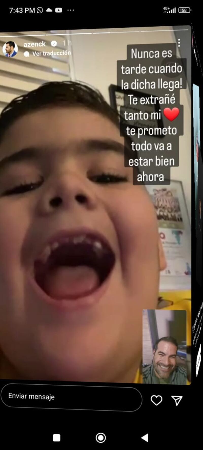 Captura de historia de Instagram Allan Zenck