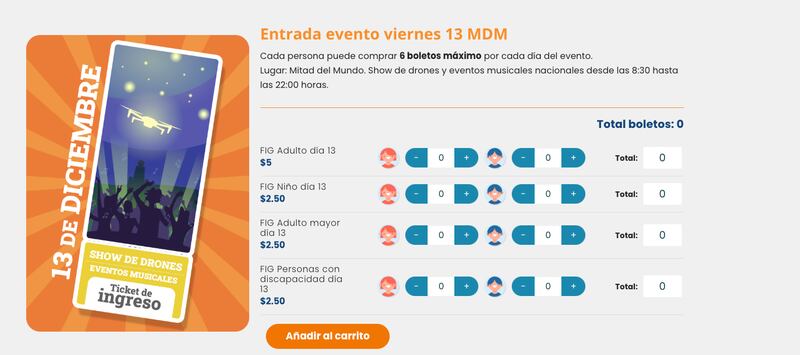 Costo de las entradas para el festival del Globo en la Mitad del Mundo