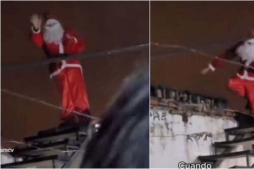 Papa Noel se apareció en una casa, pero de manera algo accidentada