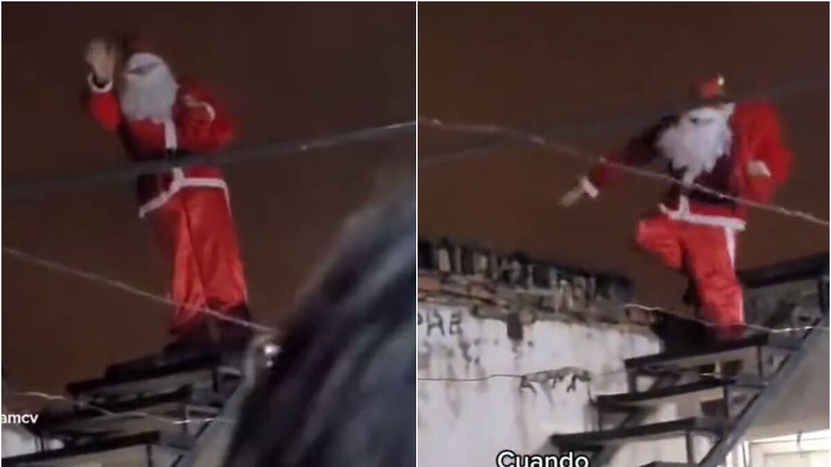 Papa Noel sufrió terrible accidente en su llegada a una vivienda