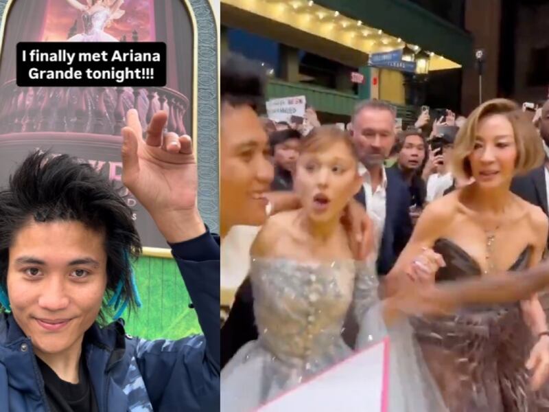VIDEO: Ariana Grande vivió un susto en la premier de Wicked 2 en Singapur