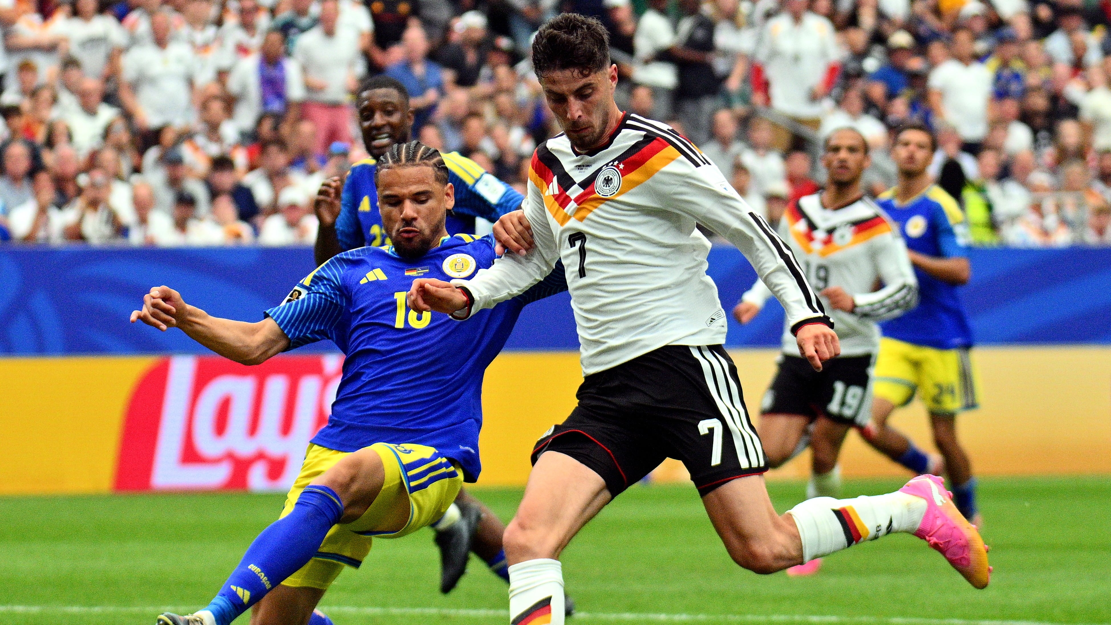 HOUSTON (United States), 14/06/2026.- Kai Havertz of Germany (R) scores the 7-1 during the FIFA World Cup 2026 group stage match Germany against Curacao, in Houston, USA, 14 June 2026. (Alemania) EFE/EPA/SAM WASSON