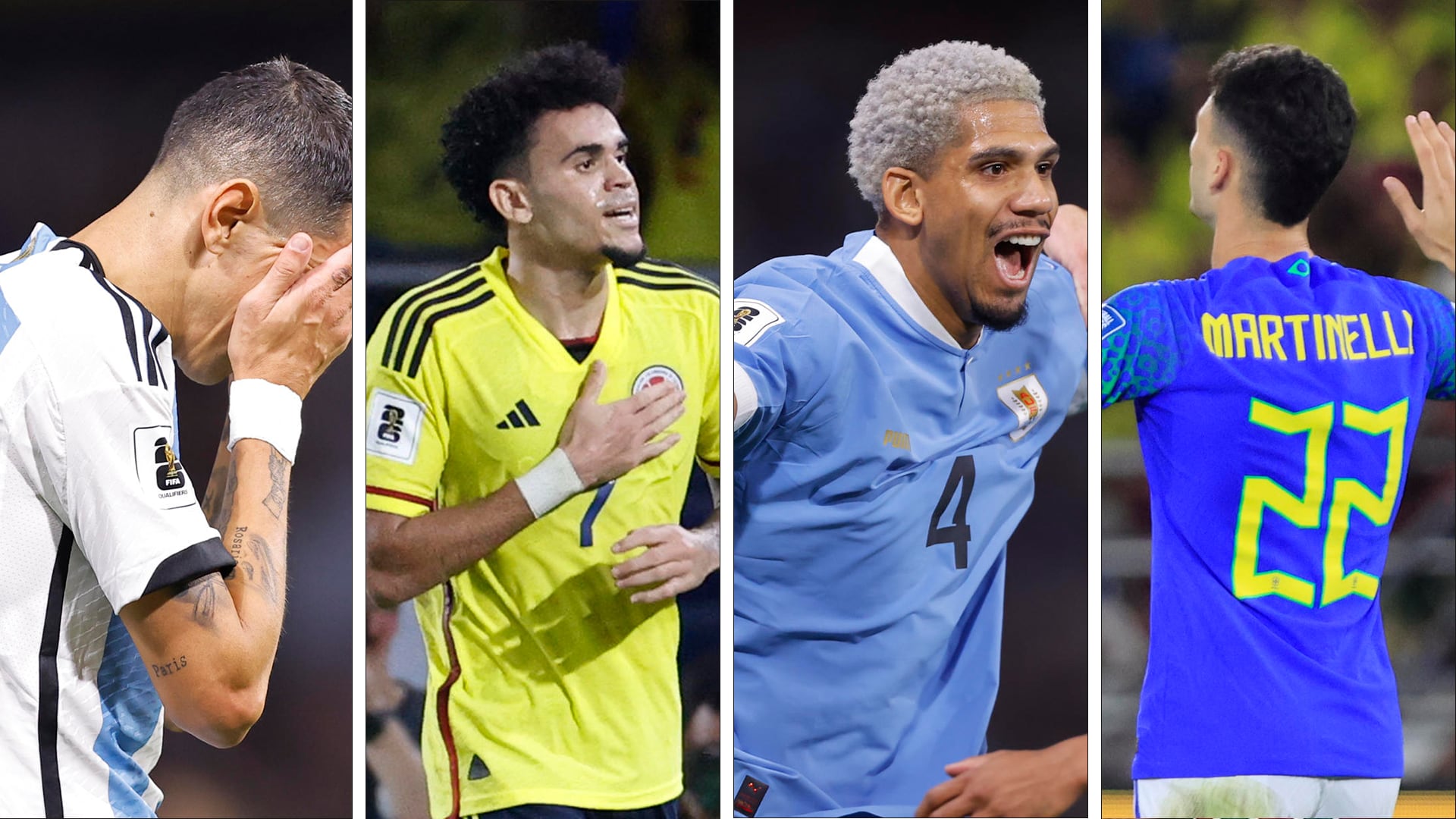 Eliminatorias Argentina, Colombia, Brasil y Uruguay.