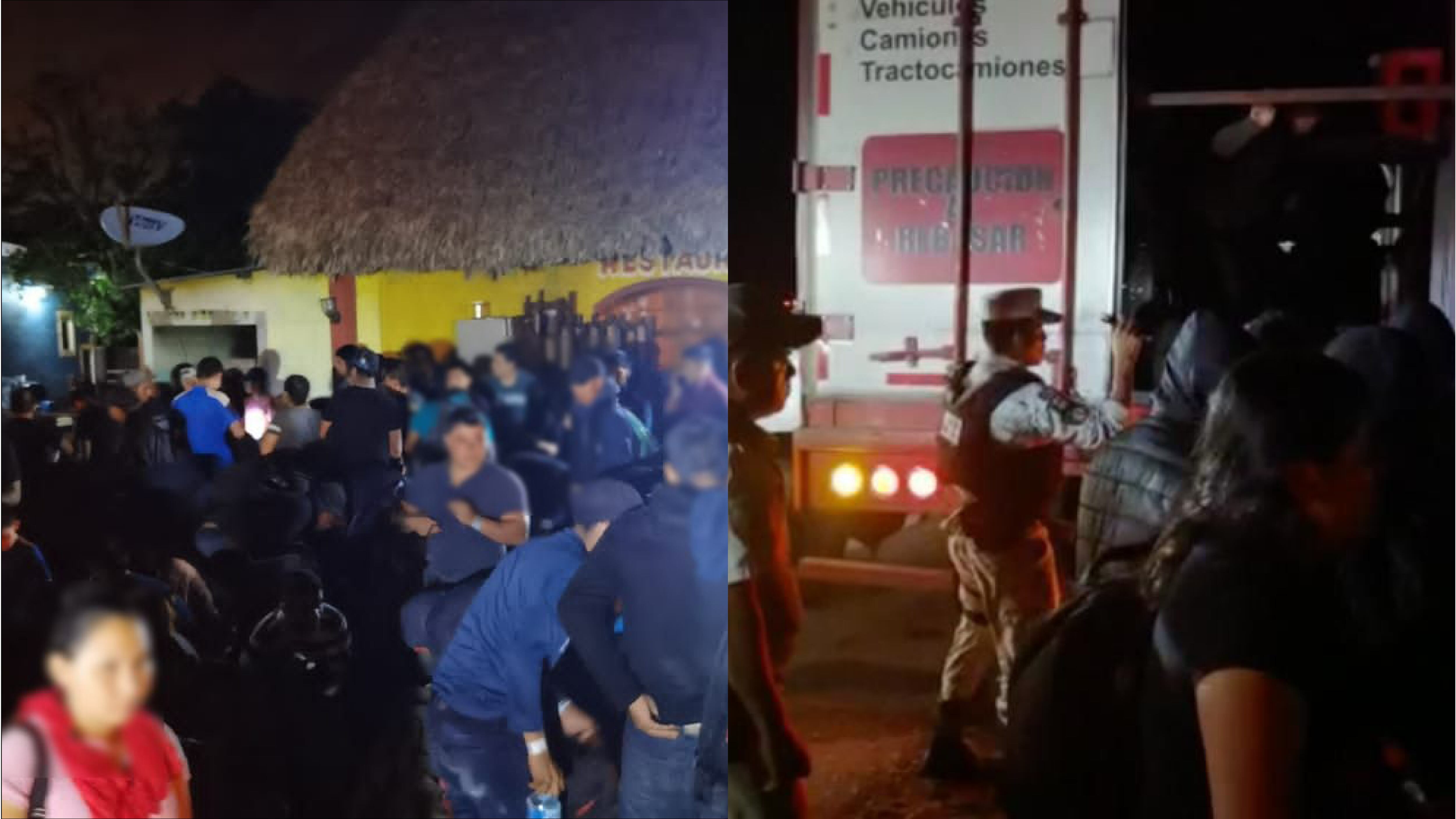 Migrantes hacinados en un tráiler