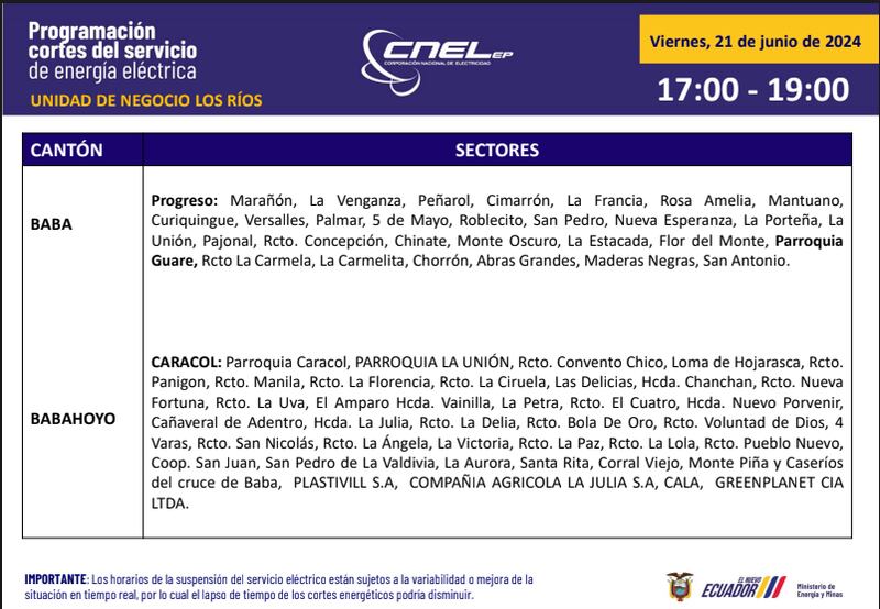 Cortes de luz en Los Ríos