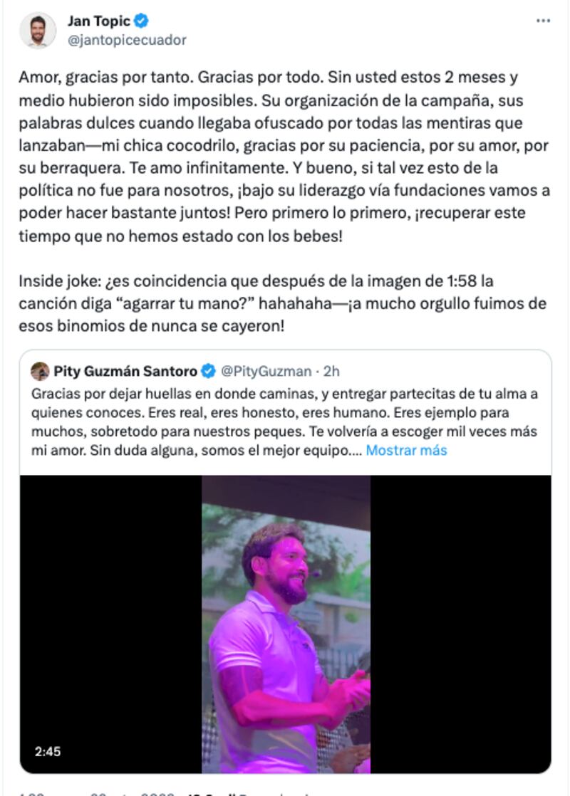 Respuesta de Jan Topic a su esposa