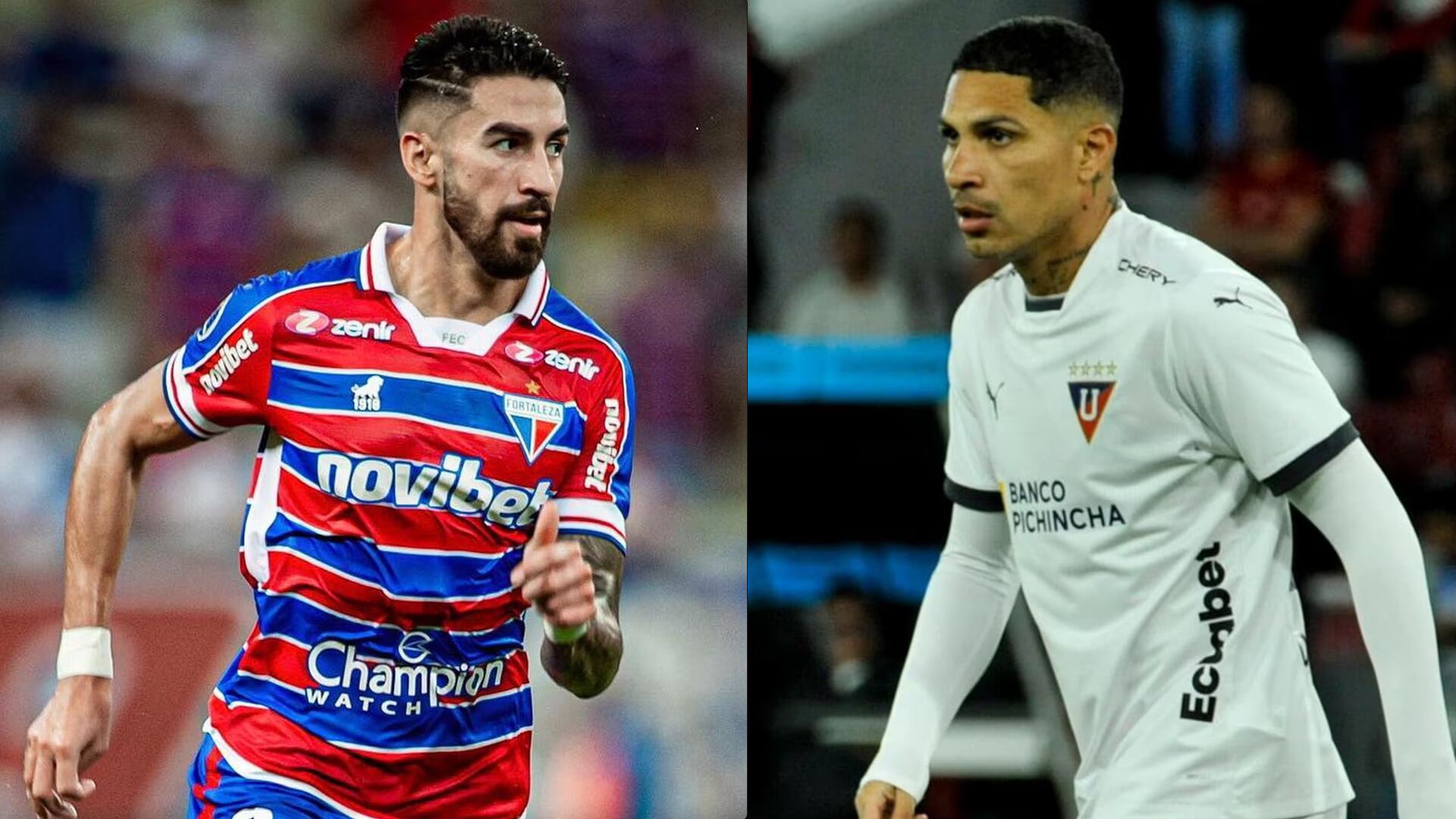 Juan Martín Lucero y Paolo Guerrero en un versus entre Fortaleza y Liga de Quito