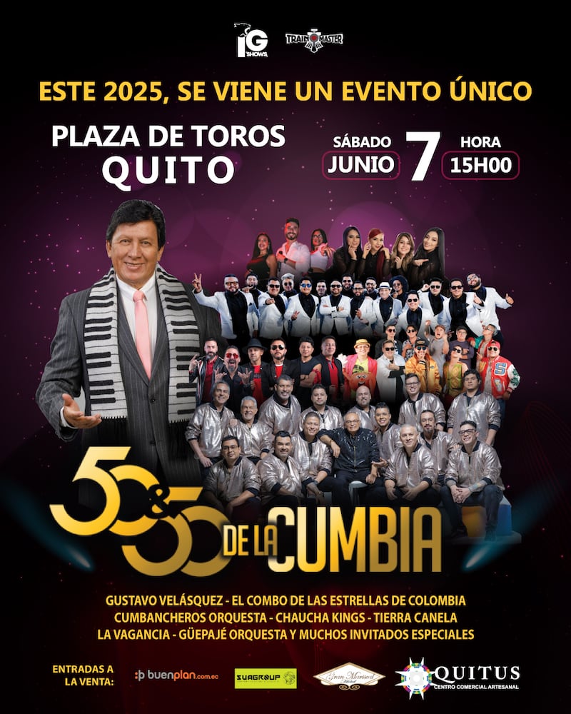Gustavo Velásquez y el combo de las estrellas de Colombia celebran su cumpleaños en quito con los 50 y 50 de la cumbia