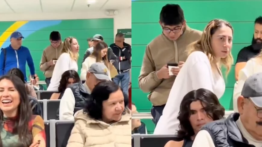 La mujer pedía que la dejaran pasar primero debido a una reciente liposucción.