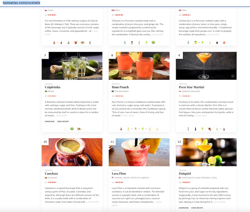 Canelazo ecuatoriano entre los 10 mejores cocteles del mundo según TasteAtlas.
