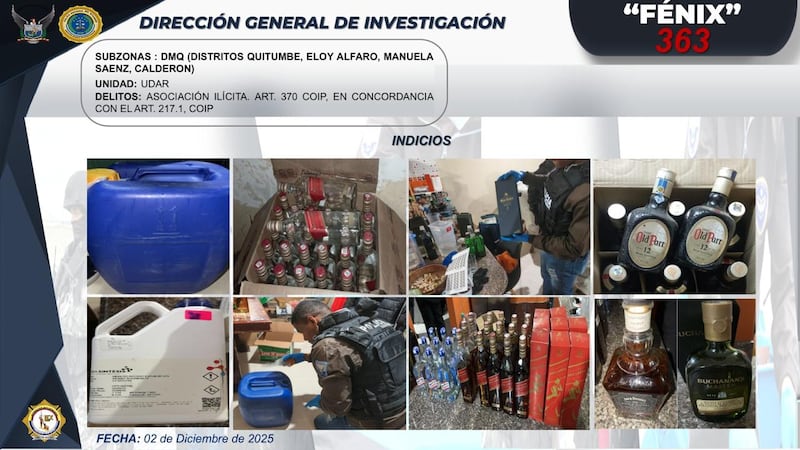 Fabricaban licor adulterado y lo hacían pasar como botellas de marcas reconocidas en Quito. Imagen: Cortesía