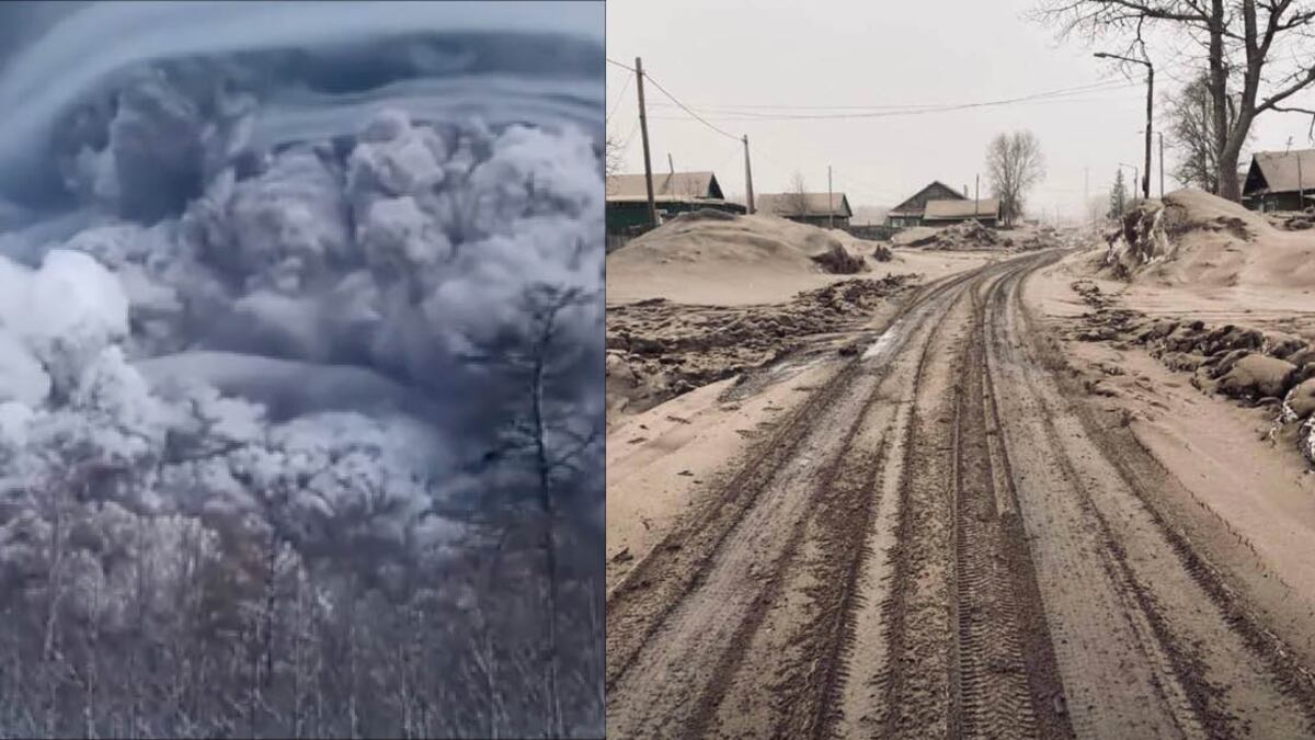 Impresionantes imágenes de la erupción del volcán Shivéluch que cubrió de ceniza localidades de Rusia
