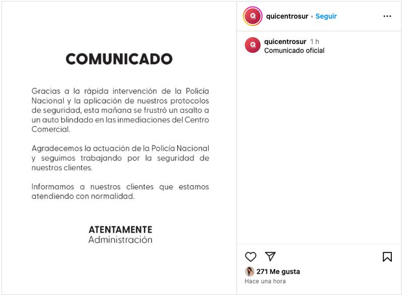Comunicado Quicentro del Sur