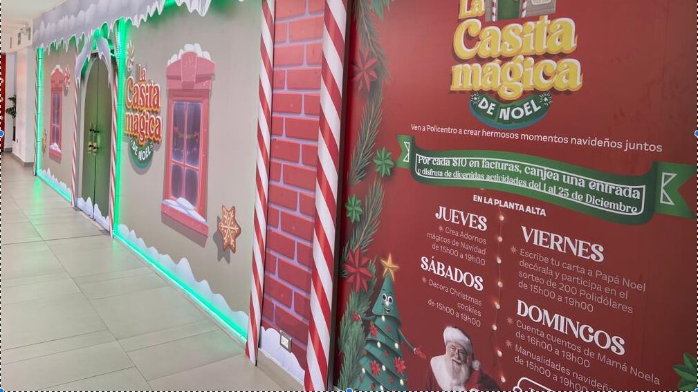 De jueves a domingo durante el mes de diciembre, los clientes y visitantes del Policentro podrán visitar La Casita Mágica de Noel.