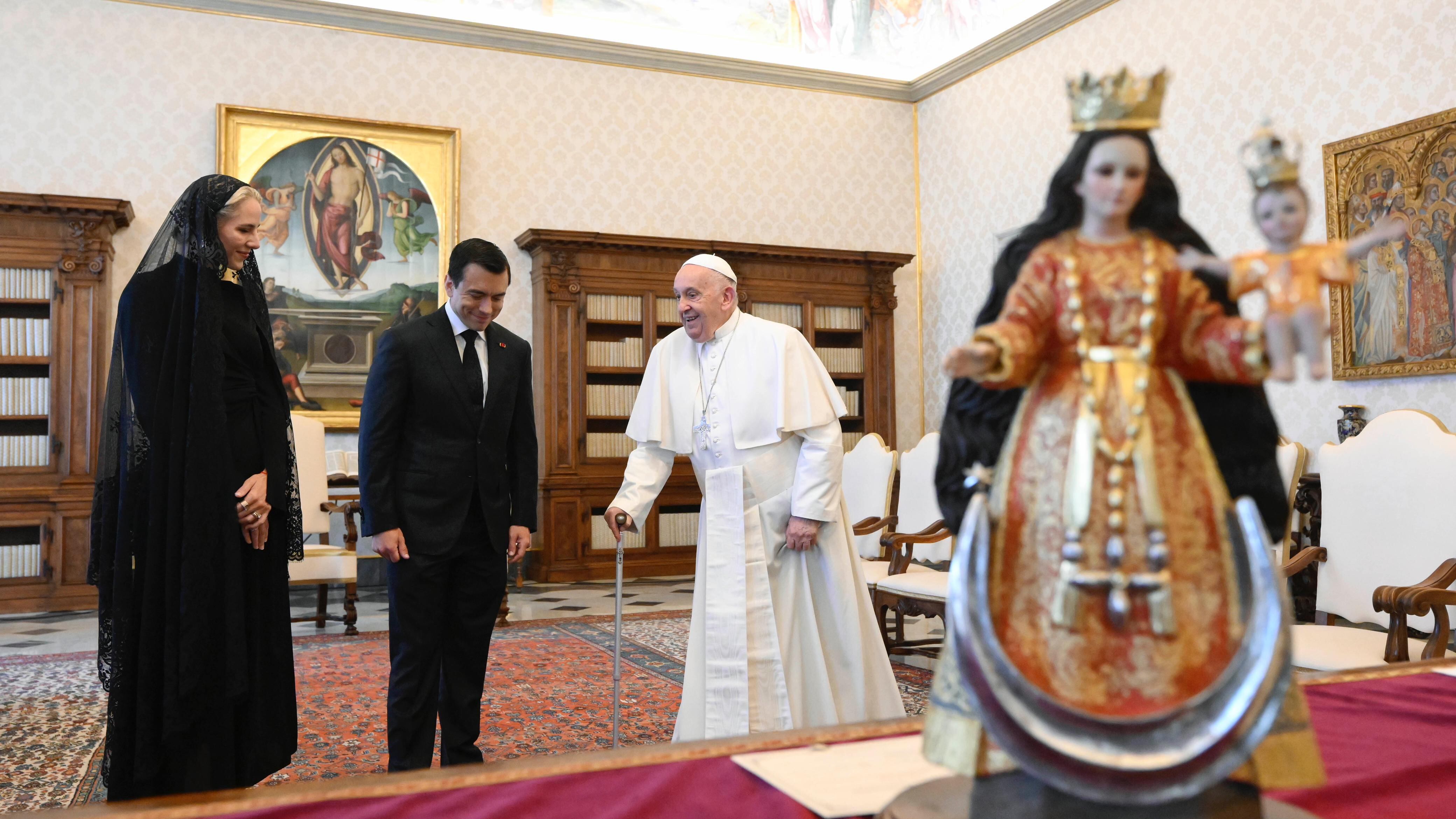 El presidente Daniel Noboa mantuvo un encuentro con el Papa Francisco