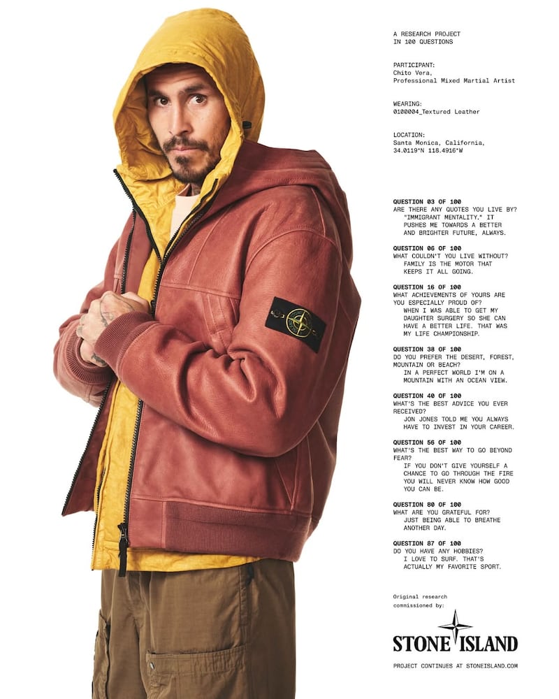 La colaboración que tuvo Chito Vera con Stone Island.