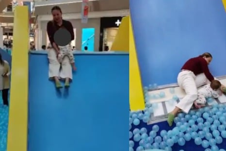 Una mujer sufrió tres fracturas tras un accidente en un juego infantil. Denuncia fallas de seguridad en un centro comercial.