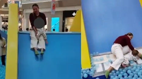 mujer sufrió tres fracturas tras un accidente en un juego infantil