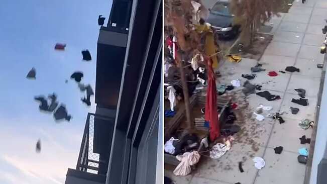 VIDEO: novia avienta ropa de su pareja de rascacielos tras infidelidad.