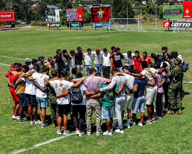 El Nacional reunido en el complejo de Tumbaco en su último día de entrenamiento