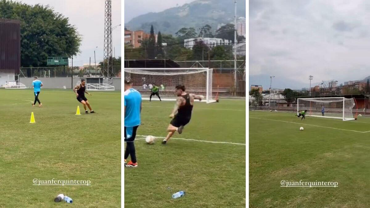 Maluma entrenando fútbol con Juan Fernando Quintero