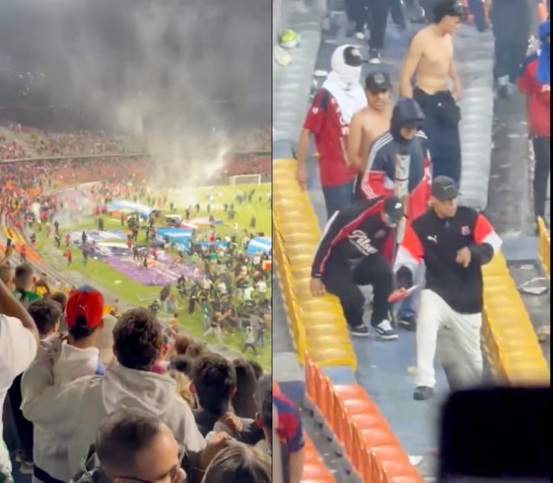 Hinchas del DIM invadieron la cancha del Atanasio Girardot tras la final de la Copa BetPlay 2025.