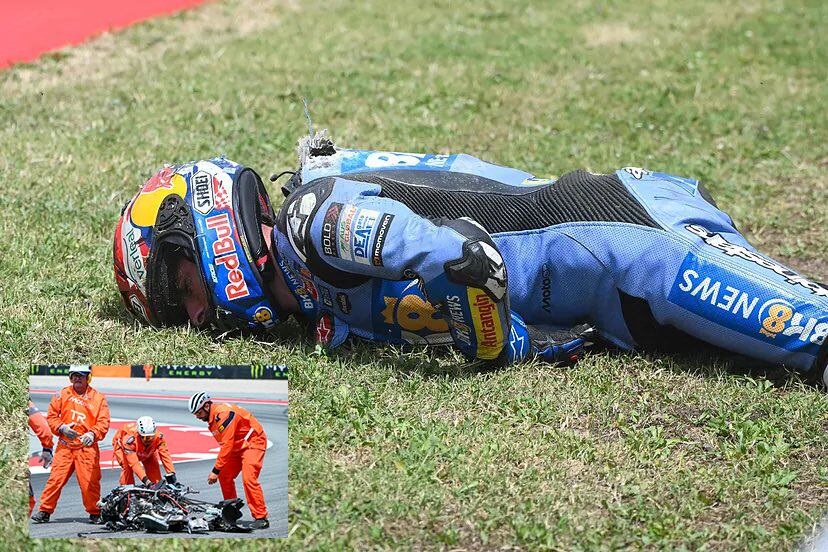 ¡Terrorífico! Así fue el brutal accidente de Álex Márquez que paralizó el MotoGP de Cataluña 