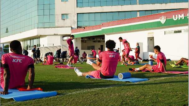 Los jugadores del Independiente del Valle entrenan en las canchas del Fluminense.