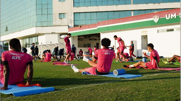 Los jugadores del Independiente del Valle entrenan en las canchas del Fluminense.