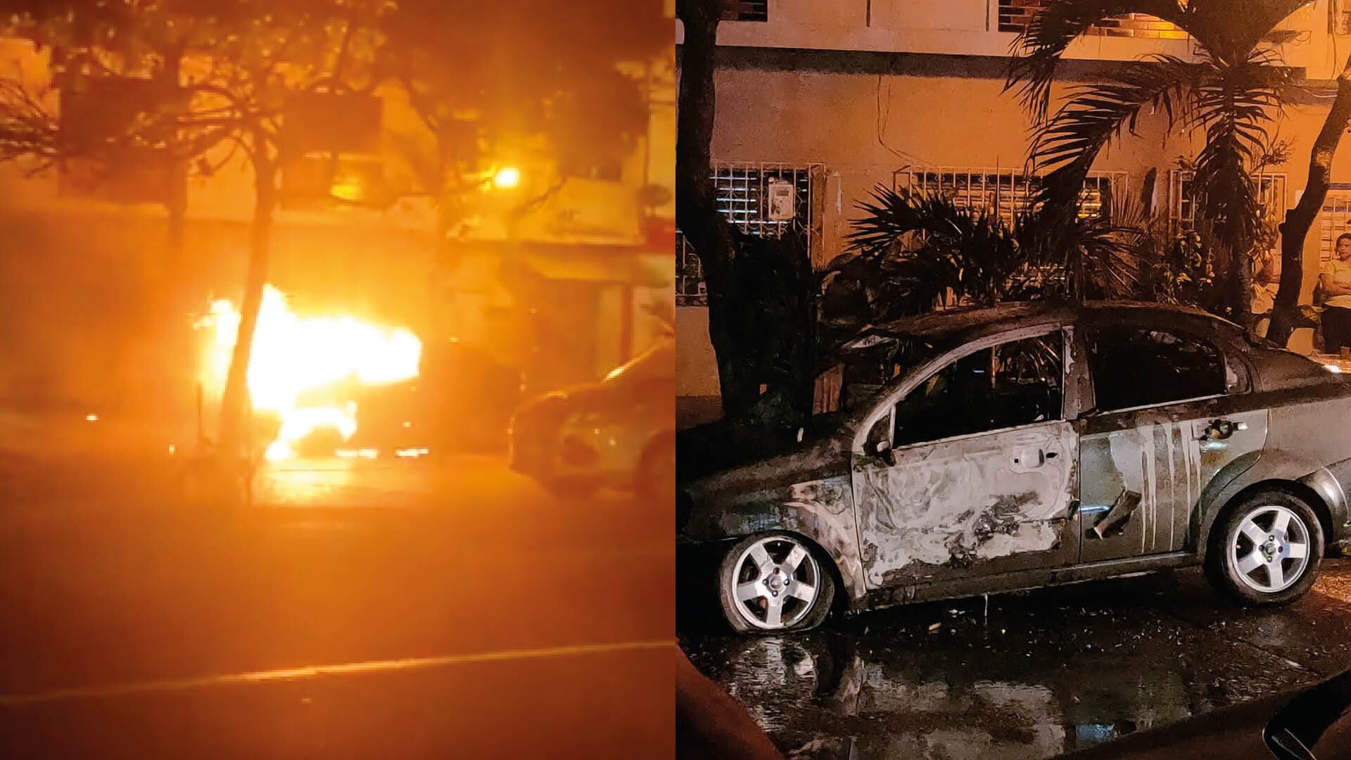 Auto es quemado en plena avenida de Sauces 5, norte de Guayaquil