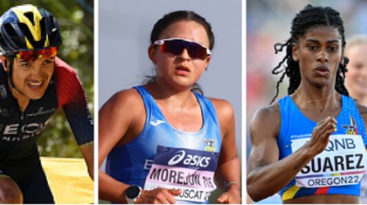 Richard Carapaz, Glenda Morejón y Anahí Suárez