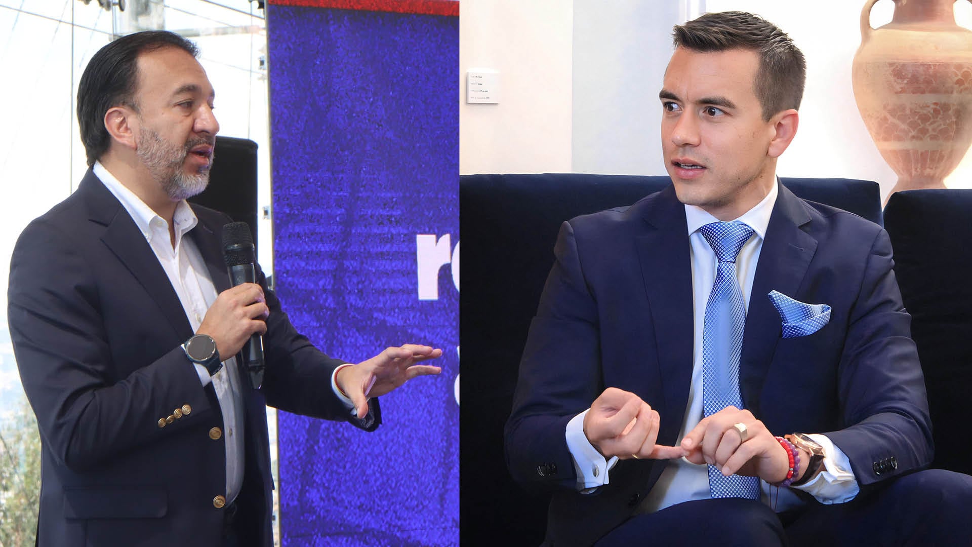 Alcalde de Quito, Pabel Muñoz (izq.) y Presidente Electo Daniel Noboa (der.)