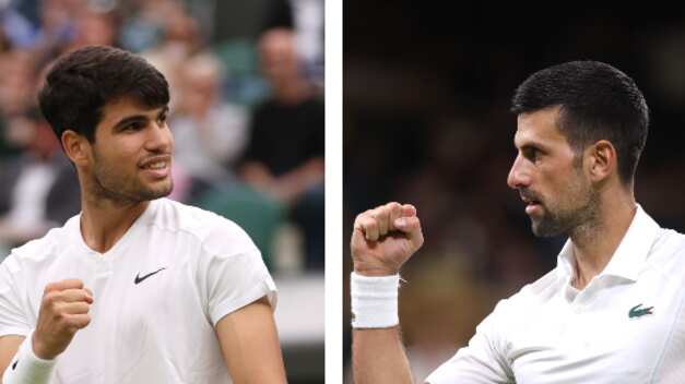 Carlos Alcaraz y Novak Djokovic / Getty