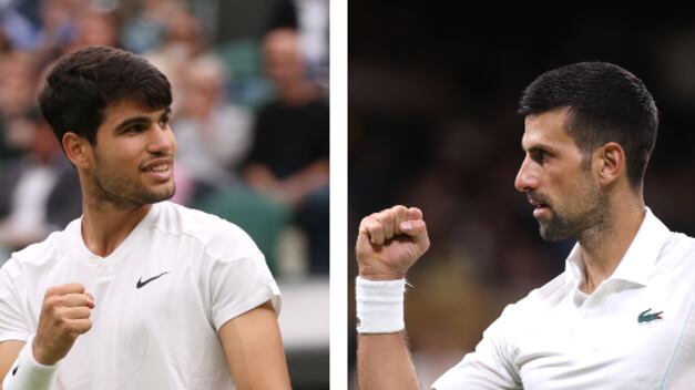 Carlos Alcaraz y Novak Djokovic / Getty