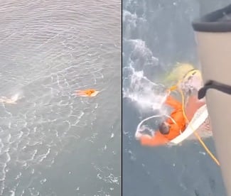 Impactante rescate en São Francisco do Sul: pescador brasileño resiste toda la noche tras naufragio y queda a salvo.