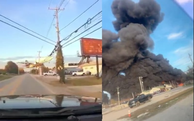 Imágenes impactantes: el avión de carga de UPS se incendió tras estrellarse en una zona industrial de Kentucky.