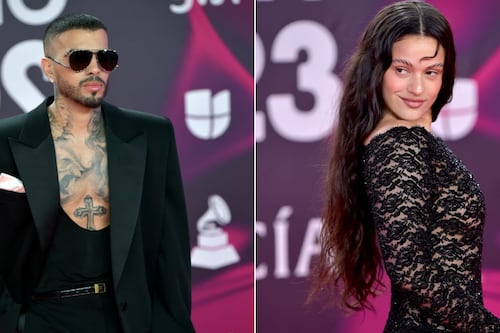 Rauw Alejandro llega a los Grammy tomado de la mano de una mujer y se encuentra con Rosalía