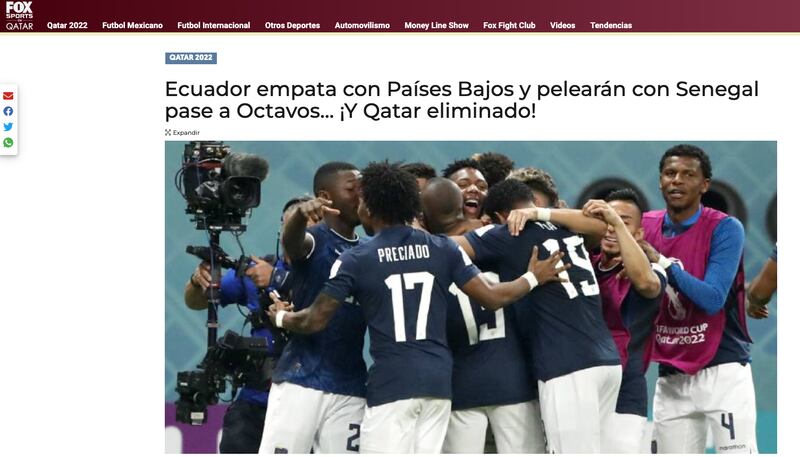 Ecuador peleará con Senegal el cupo a cuartos y Qatar quedó eliminado