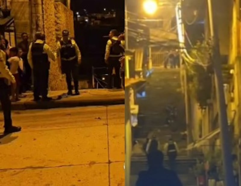 Cámara de seguridad captó el momento de la balacera en el barrio Las Peñas, al norte de Cuenca.