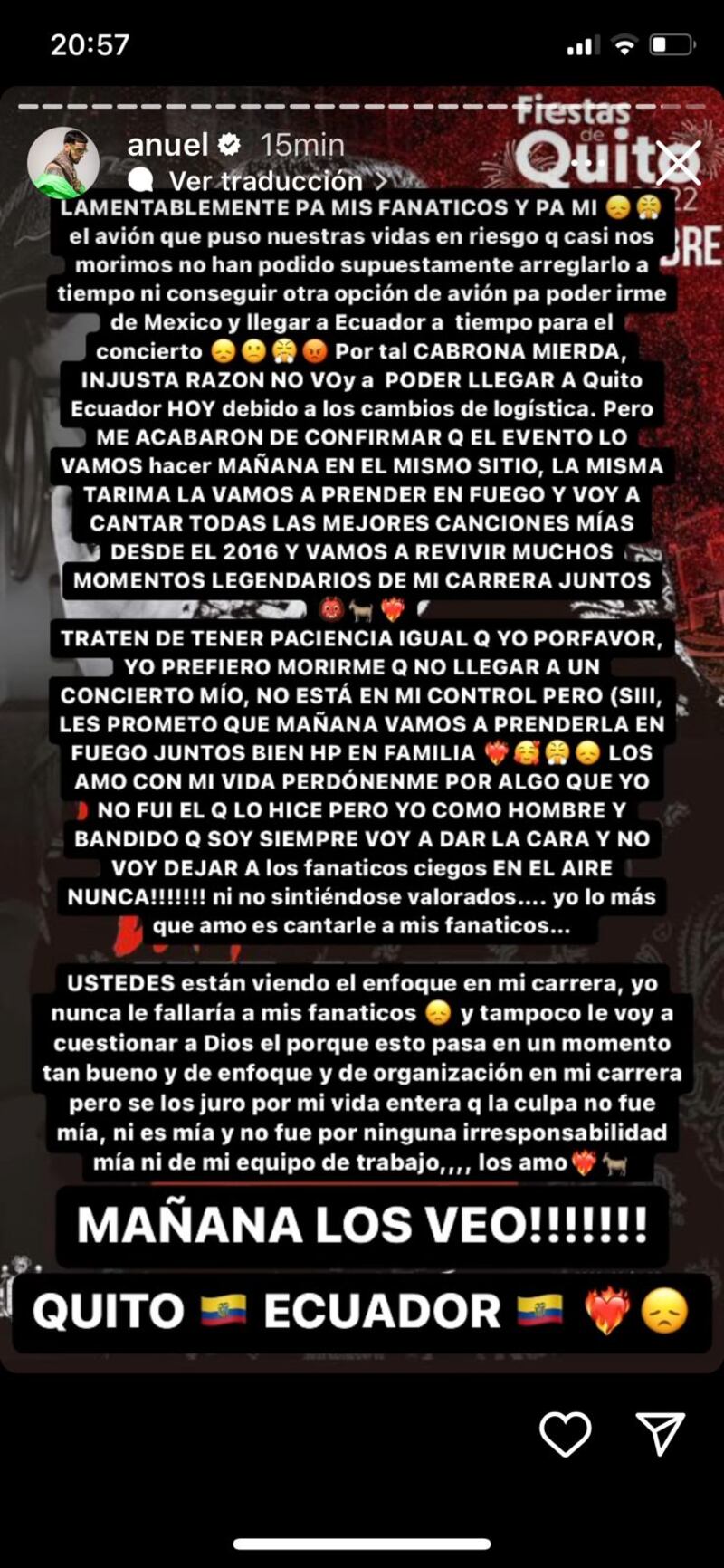 Captura de Instagram de la historia de Anuel AA