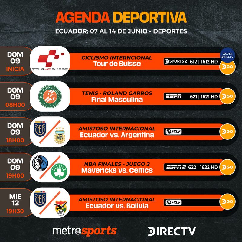 Agenda DIRECTV del 7 al 14 de junio