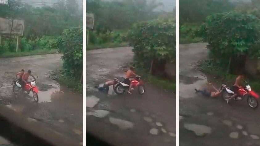Pese a las súplicas y a la fuerte fractura, que se observa en el clip, el otro joven decidió dejarlo en la calle y huir con la motocicleta